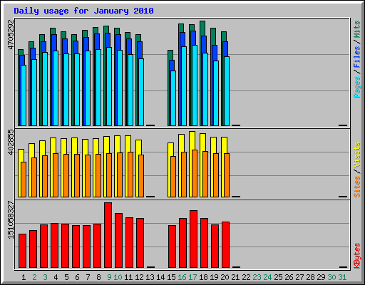 Daily usage for January 2010
