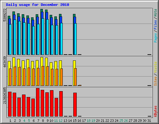 Daily usage for December 2010
